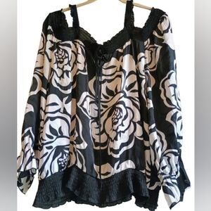Signature by Larry Levine Peasant‎  Gothic Steampunk Victorian Black White Top